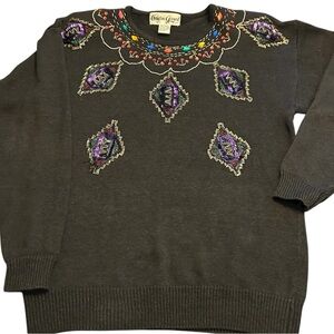 90s Vintage Sequin and Gem Embellished Christmas Holiday Sweater